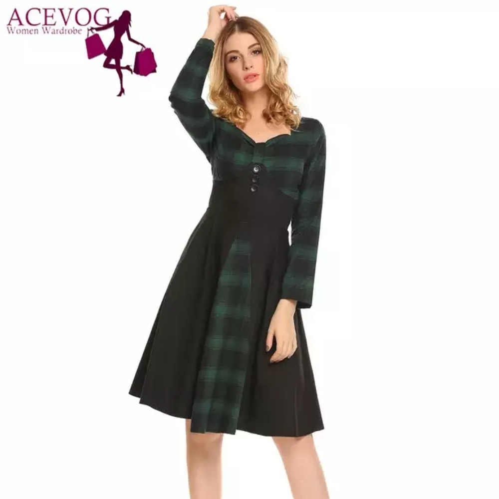 St.Patrick's Day Dress Green Plaid and Black 2X